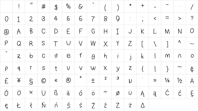 NumbBunny Regular Character Map NumbBunny Regular Character Map