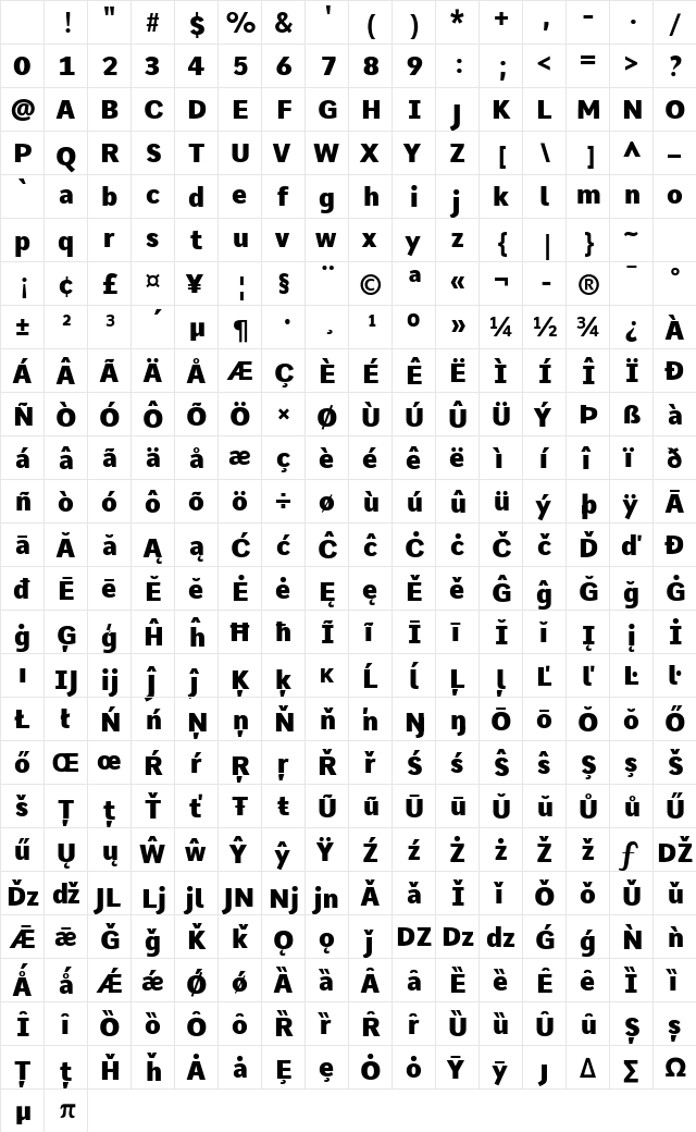 Comme Heavy Character Map
