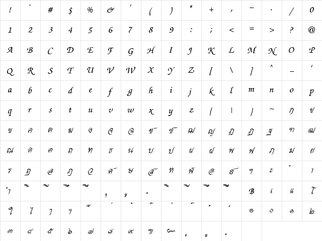 DSN MonTaNa Regular Character Map