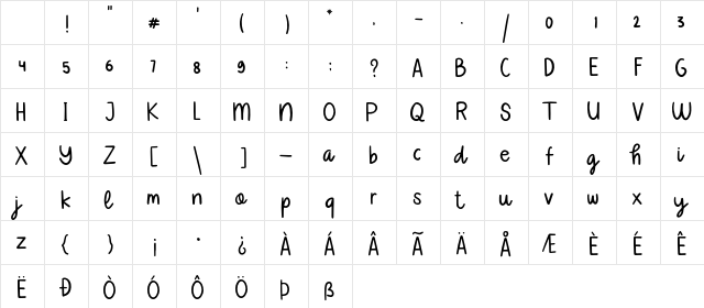 Vallato Regular Character Map
