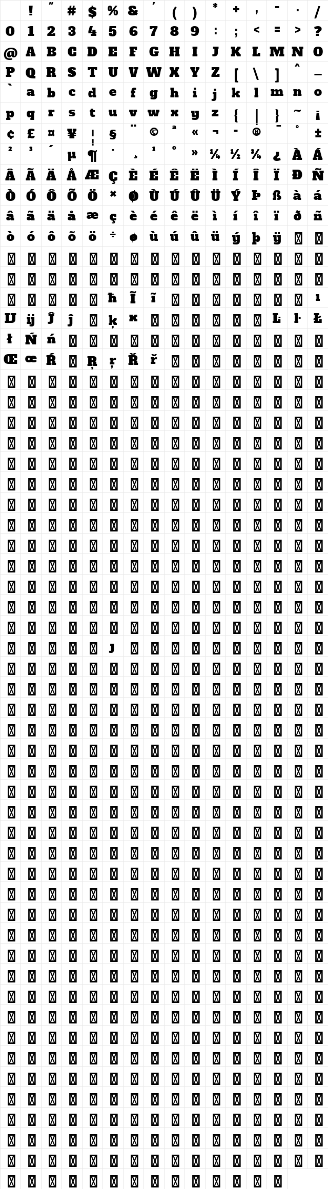 Alfa Slab One Regular Character Map
