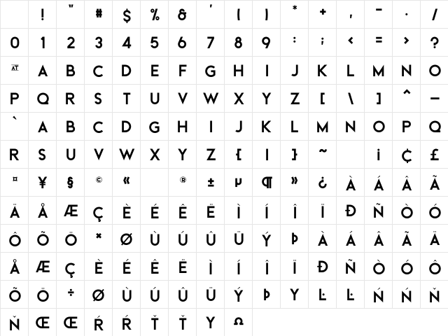 Beckman Free Character Map