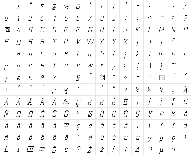 Electrum ADF Exp Italic Character Map Electrum ADF Exp Italic Character Map