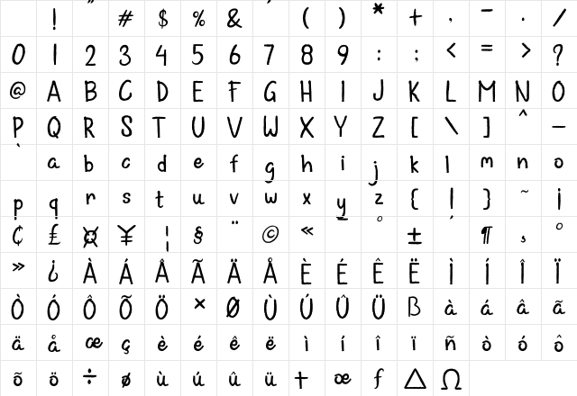 diary dare Regular Character Map diary dare Regular Character Map