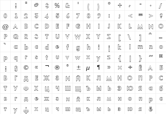 a_FuturaOrtoOtl Bold Character Map a_FuturaOrtoOtl Bold Character Map