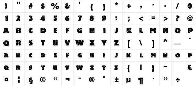 Acsioma-Shock Regular Character Map Acsioma-Shock Regular Character Map