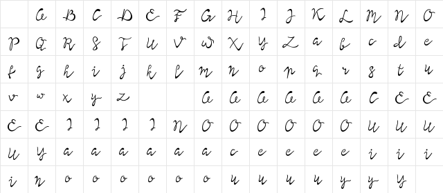 Lisna Demo Regular Character Map Lisna Demo Regular Character Map