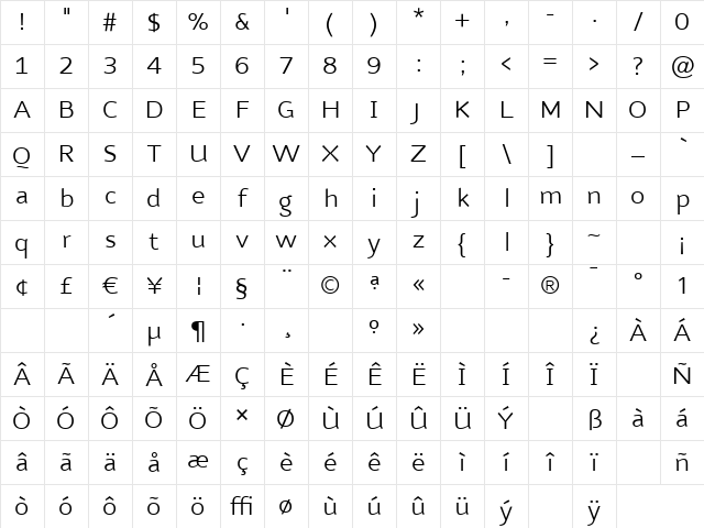 NubianAlt-Light Light Character Map NubianAlt-Light Light Character Map
