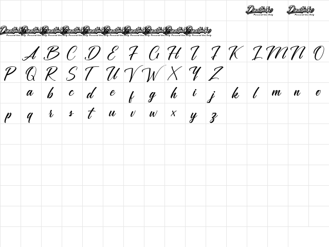 Dinattallie Personal Use Only Regular Character Map