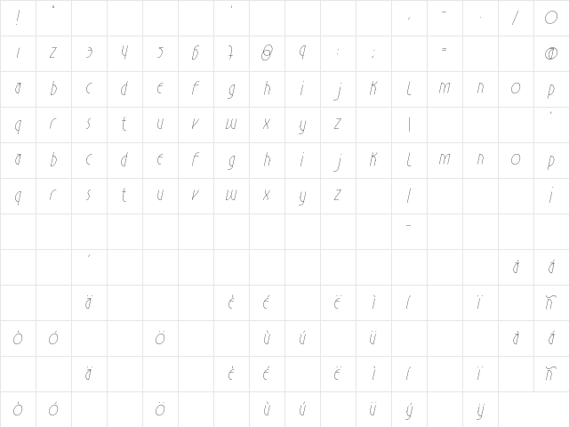 Estilistica Italic Character Map Estilistica Italic Character Map