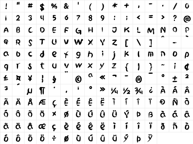 Griphite PERSONAL USE Regular Character Map