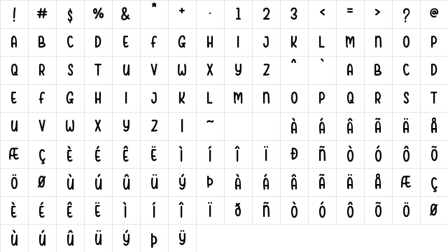 Youjelly Regular Character Map Youjelly Regular Character Map