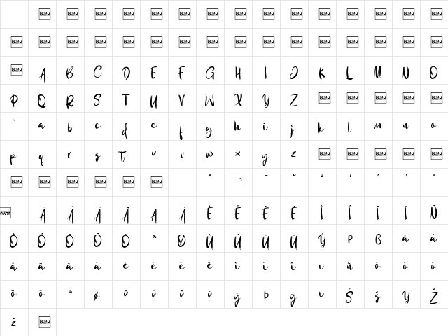 Wilgaty Rough DEMO Regular Character Map