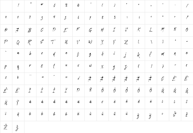 Paradise Typeface Free Demo Regular Character Map
