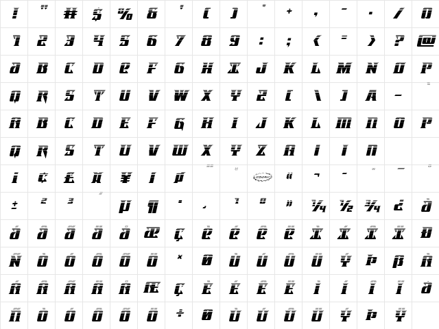Lifeforce Halftone Italic Italic Character Map