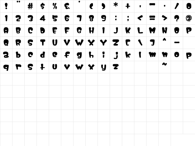 Nipple Regular Character Map