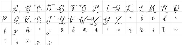 Andriani Script Regular Character Map