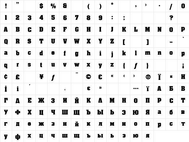 Luxor Bold Character Map Luxor Bold Character Map