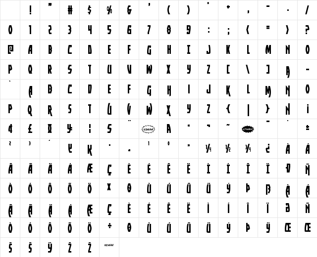 Yankee Clipper Regular Character Map