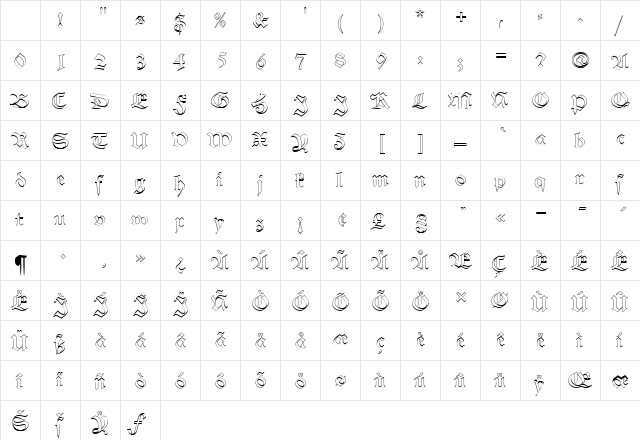 Alte Schwabacher D Ou1 Regular Character Map Alte Schwabacher D Ou1 Regular Character Map
