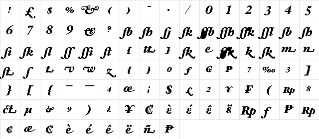 HoeflerText Black-Italic-Alt Character Map HoeflerText Black-Italic-Alt Character Map