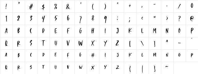 Crooked Hooks DEMO Regular Character Map