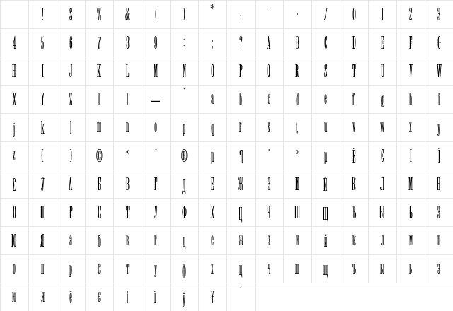 Viola Regular Character Map