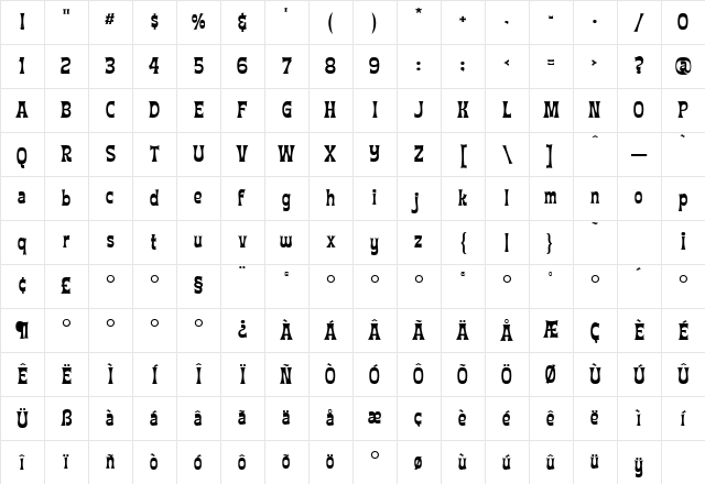 TikiMagic Regular Character Map