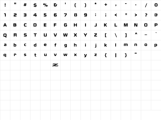 Nissan Regular Character Map