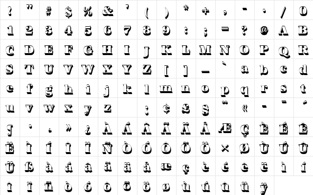 URWAntiquaTUltBolSh1 Regular Character Map URWAntiquaTUltBolSh1 Regular Character Map