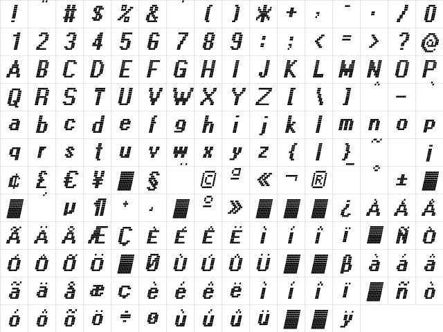 CallThree-Italic Regular Character Map CallThree-Italic Regular Character Map
