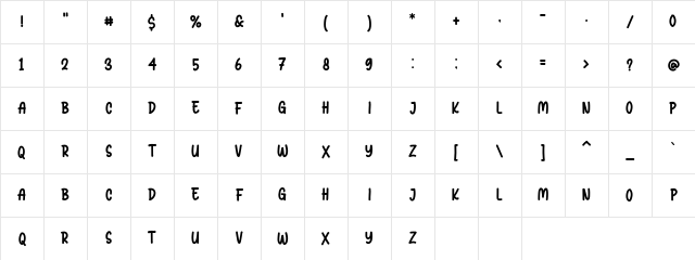 Cuty Tubby Regular Character Map Cuty Tubby Regular Character Map