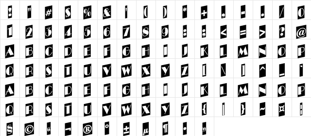 a_BentTitulCmUpNr Regular Character Map