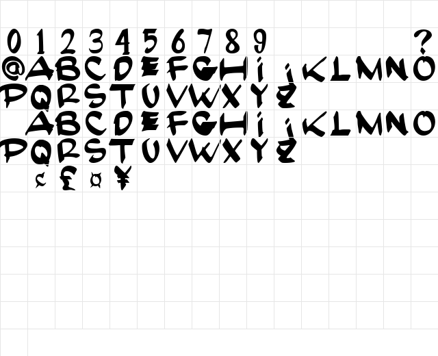 HomerFace Demo Regular Character Map
