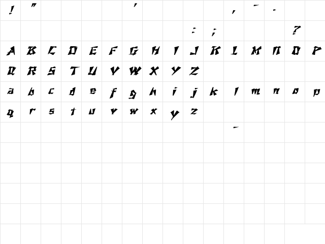 Nixon Wd BI Bold Italic Character Map
