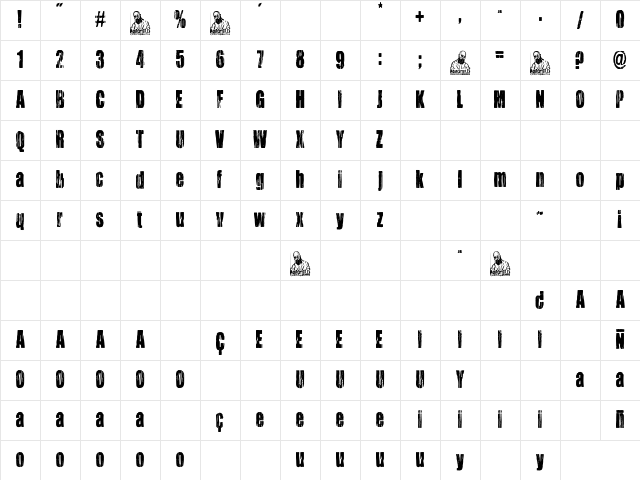 Ni￿o Prodigio Regular Character Map