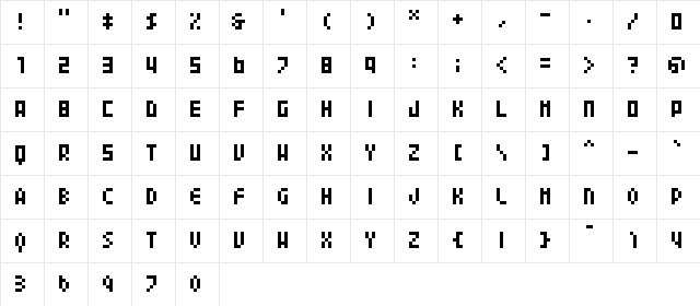 04b24 Regular Character Map 04b24 Regular Character Map