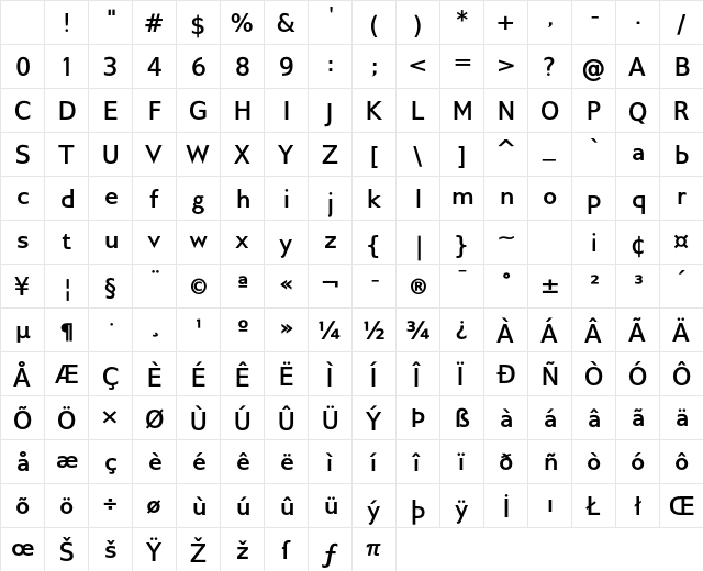 Gillius ADF Bold Character Map Gillius ADF Bold Character Map
