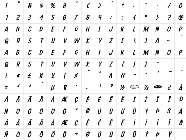 Ampire Expanded Italic Expanded Italic Character Map Ampire Expanded Italic Expanded Italic Character Map