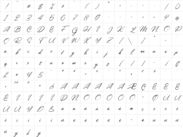 Beautiful Heart Regular Character Map