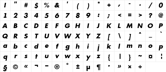 a_Futurica ExtraBoldItalic Character Map a_Futurica ExtraBoldItalic Character Map