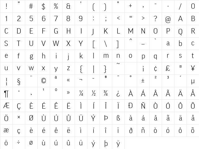 GoodLF-Light Regular Character Map GoodLF-Light Regular Character Map