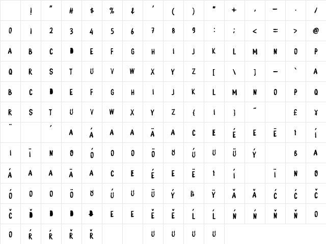 MONSTER BOO Regular Character Map