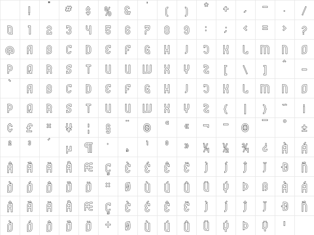 Futrons Outline Demo Regular Character Map Futrons Outline Demo Regular Character Map