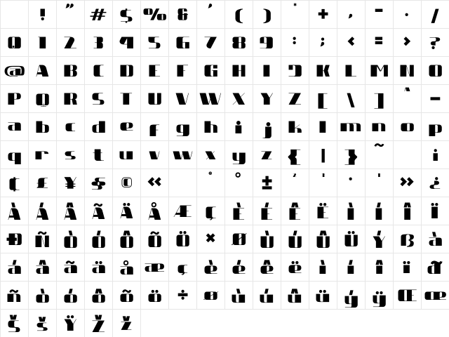 LEGATOR Regular Character Map