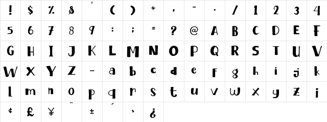 Baby Eliot Regular Character Map