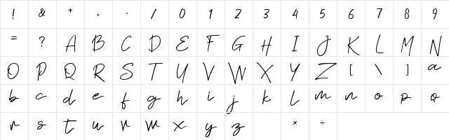 Sabina Regular Character Map