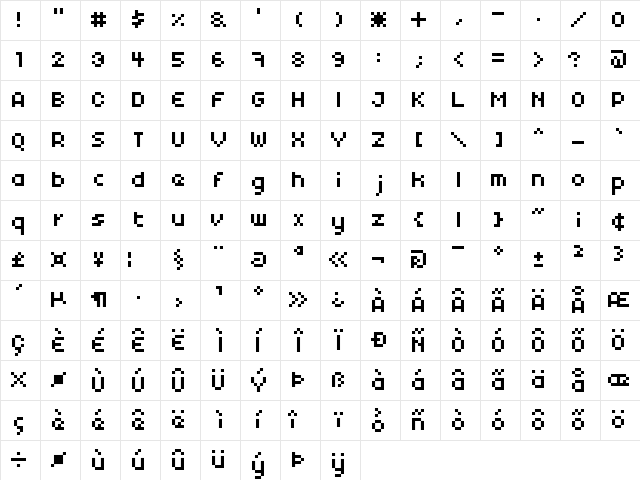 xpdr01 Regular Character Map