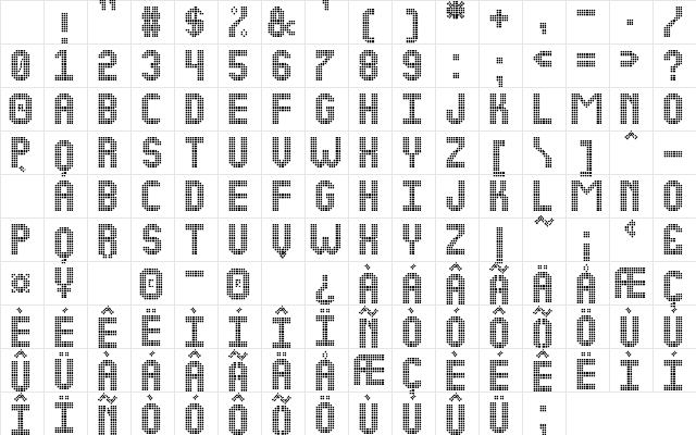 NEW LED DISPLAY ST Regular Character Map NEW LED DISPLAY ST Regular Character Map