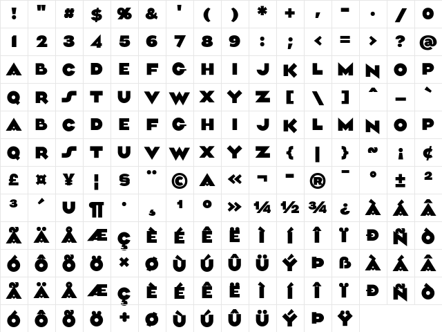 Aliment Bold Character Map Aliment Bold Character Map